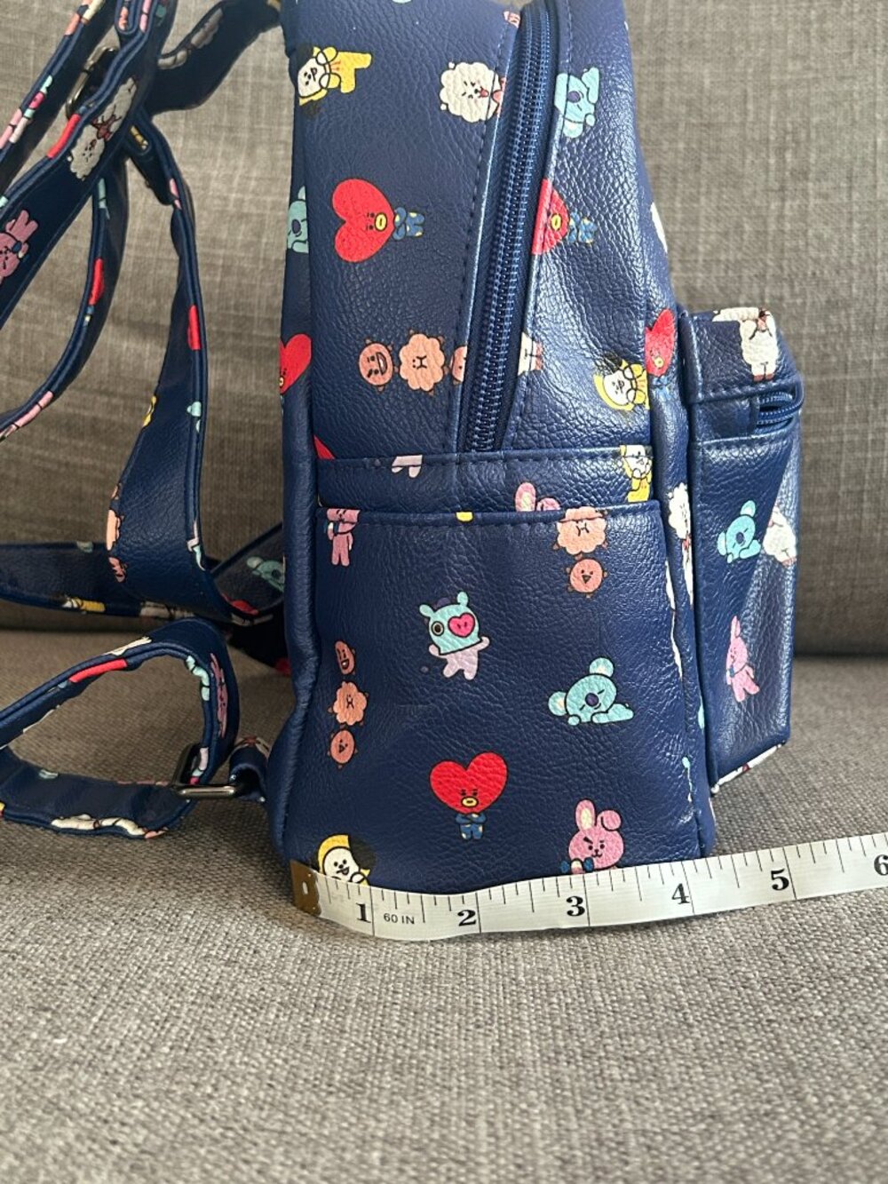 BT21 Blue Mini Backpack Faux Leather Cute Character Graphics K-Pop BTS Merch - Picture 13 of 14